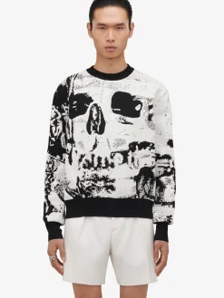 Men's Fold Skull Jacquard Jumper in ><noscript><img width=