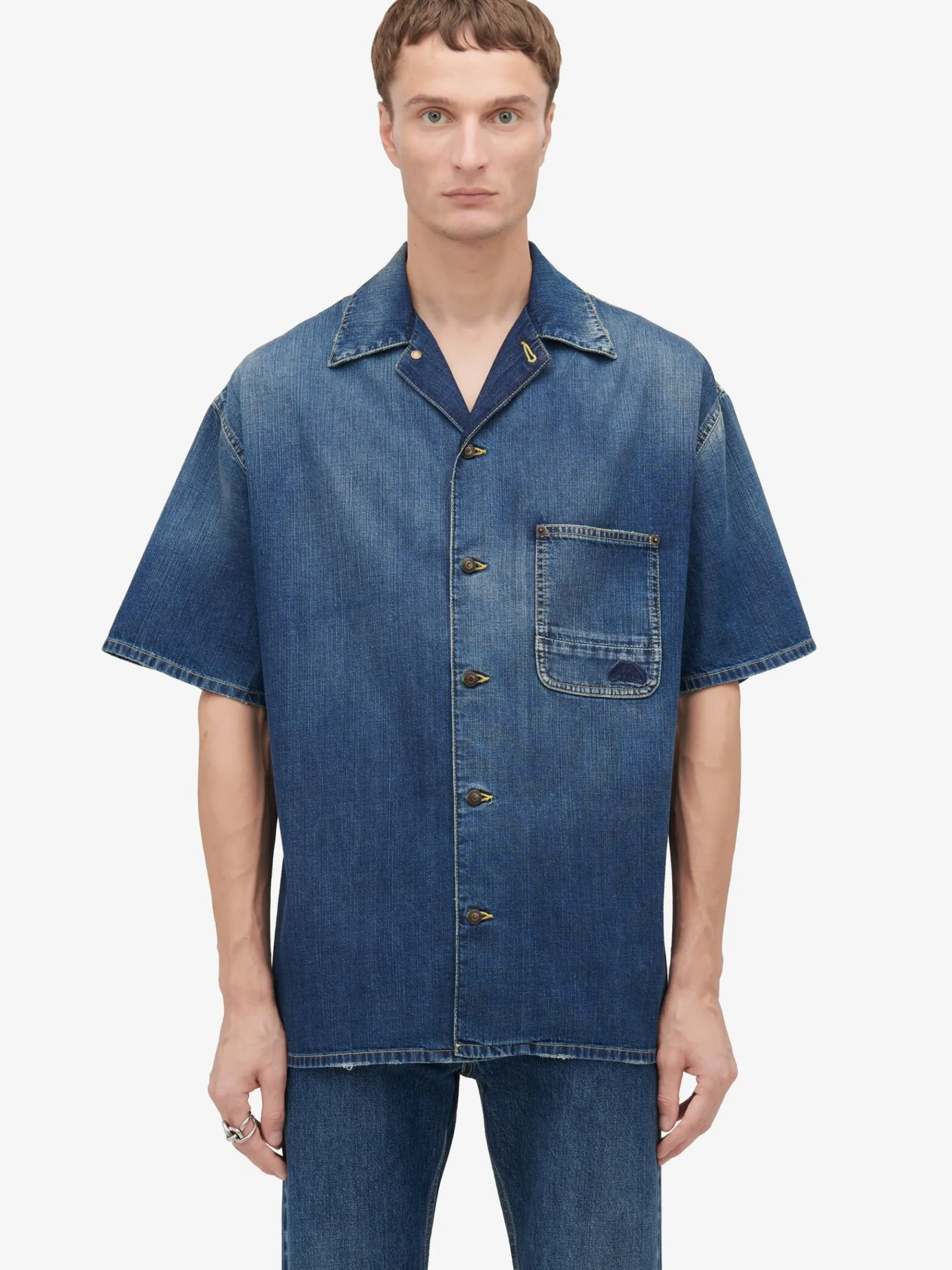 Men's Hawaiian Denim Shirt in >Alexander McQueen Online