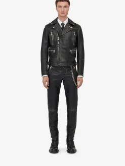 Men's Leather Biker Jacket in >Alexander McQueen Cheap