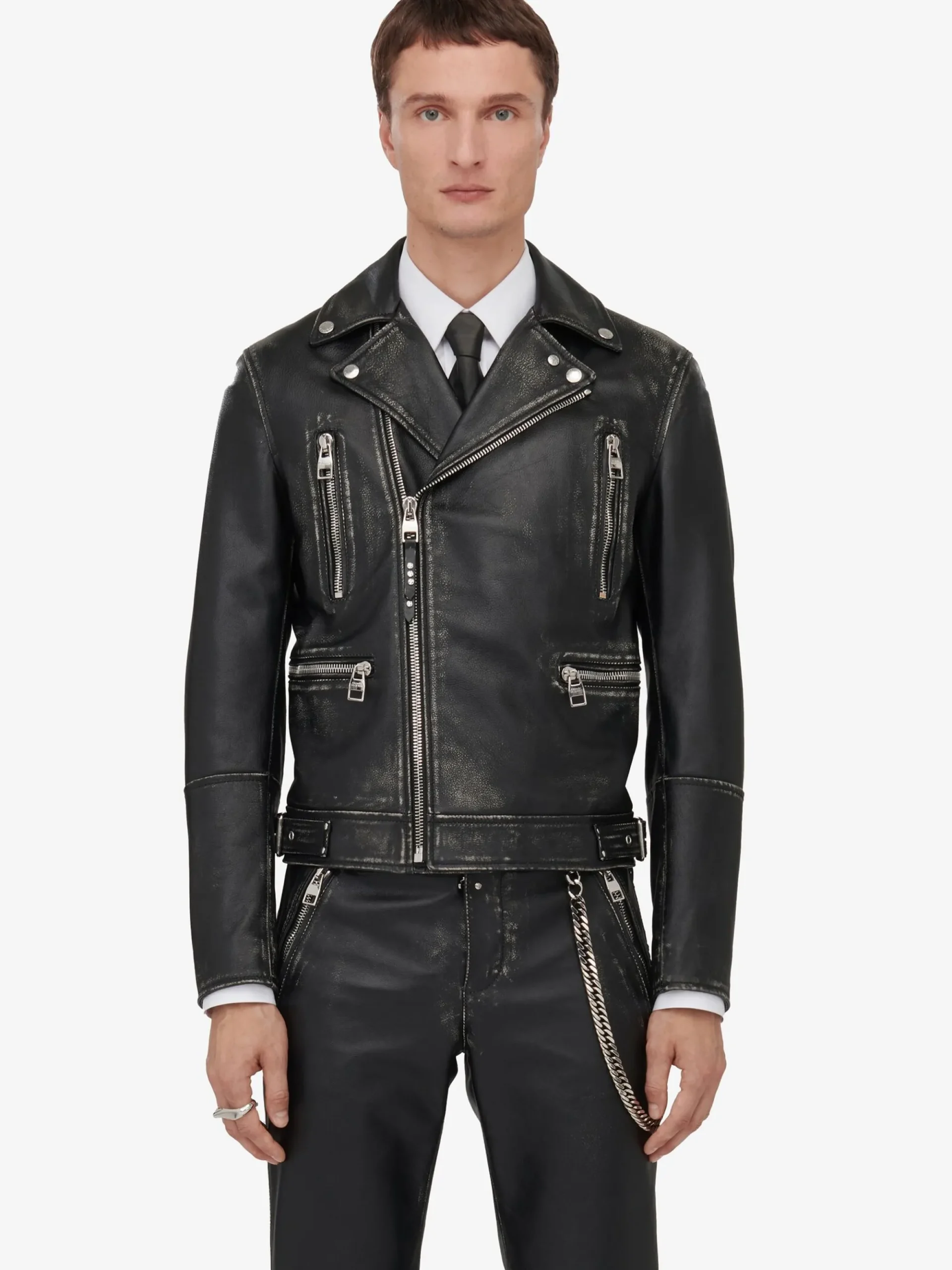 Men's Leather Biker Jacket in >Alexander McQueen Cheap