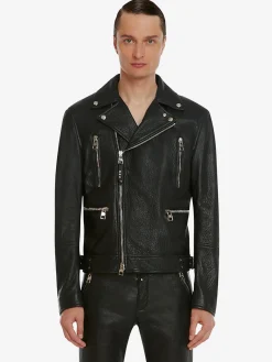 Men's McQueen Classic Leather Biker Jacket in >Alexander McQueen Online