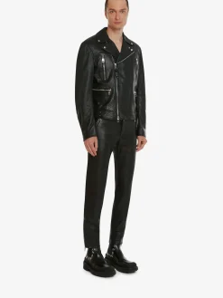 Men's McQueen Classic Leather Biker Jacket in ><noscript><img width=