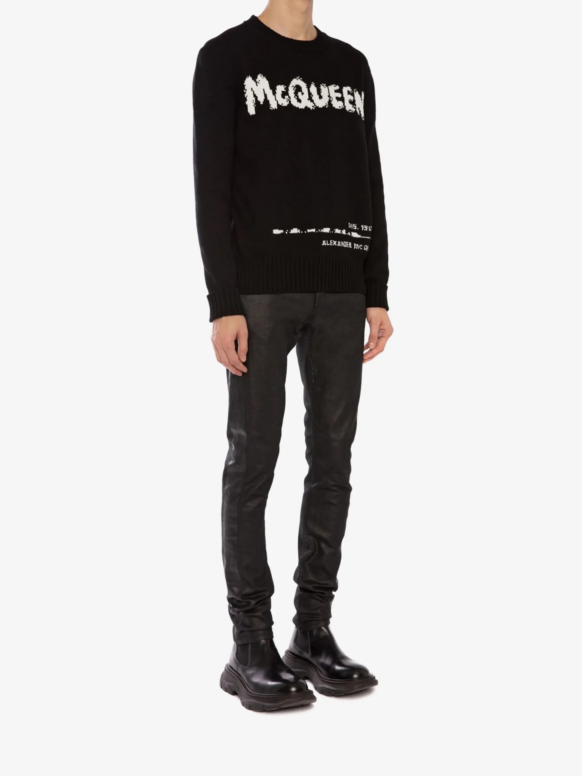 Men's McQueen Graffiti Crew Neck Sweater in >Alexander McQueen Flash Sale