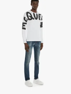 Men's McQueen Graffiti Denim Jeans in ><noscript><img width=