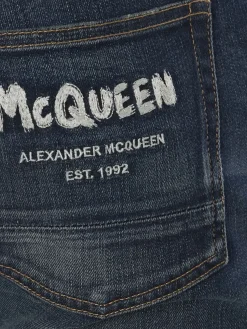 Men's McQueen Graffiti Denim Jeans in ><noscript><img width=
