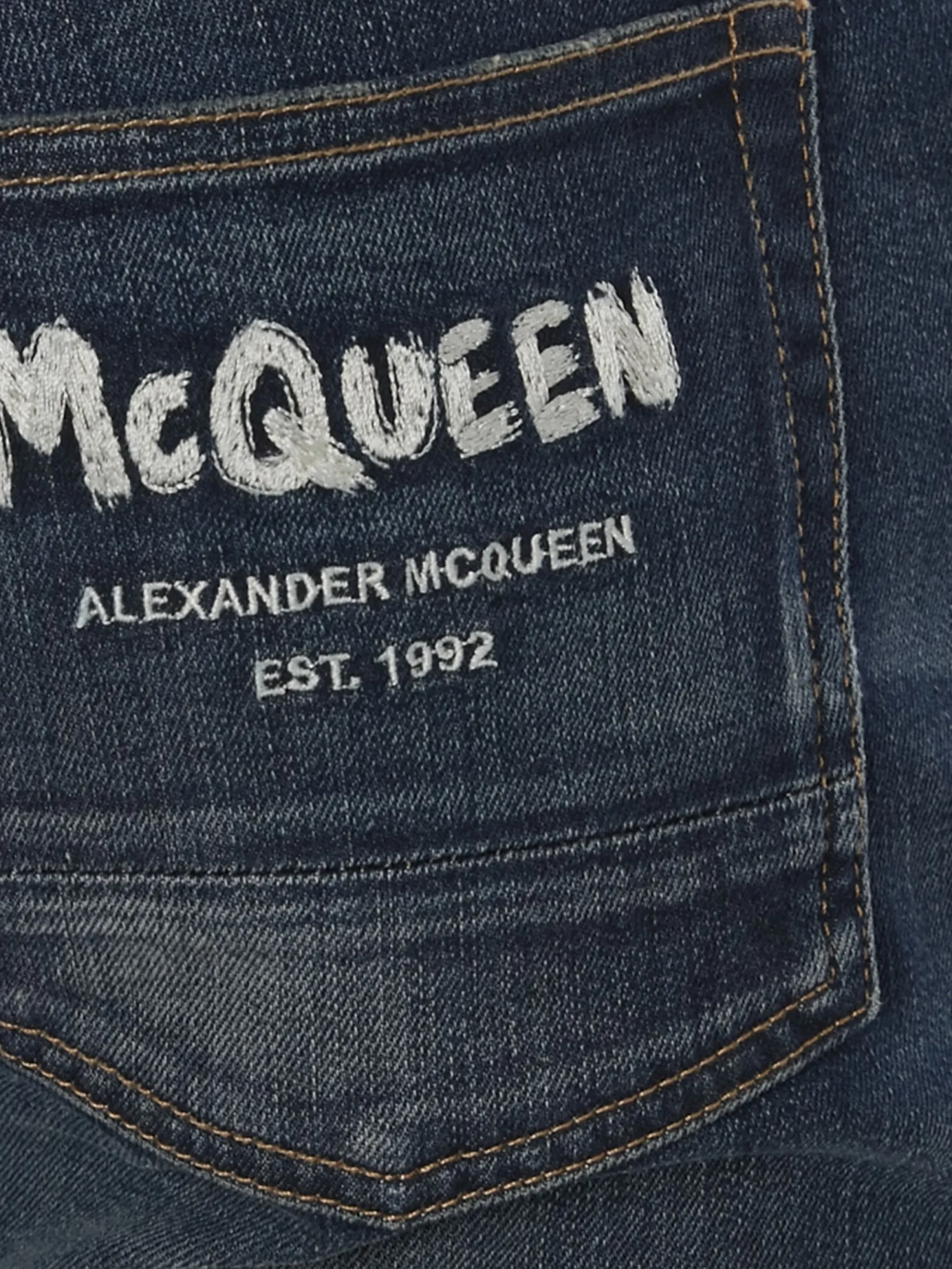 Men's McQueen Graffiti Denim Jeans in >Alexander McQueen Discount