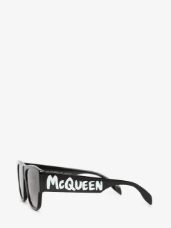 Men's McQueen Graffiti Rectangular Sunglasses in >Alexander McQueen Cheap