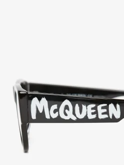 Men's McQueen Graffiti Rectangular Sunglasses in ><noscript><img width=