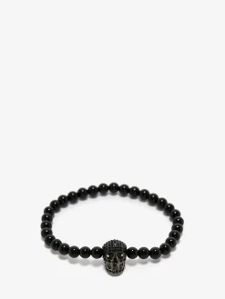 Men's Pavé Skull Beaded Bracelet in >Alexander McQueen Cheap