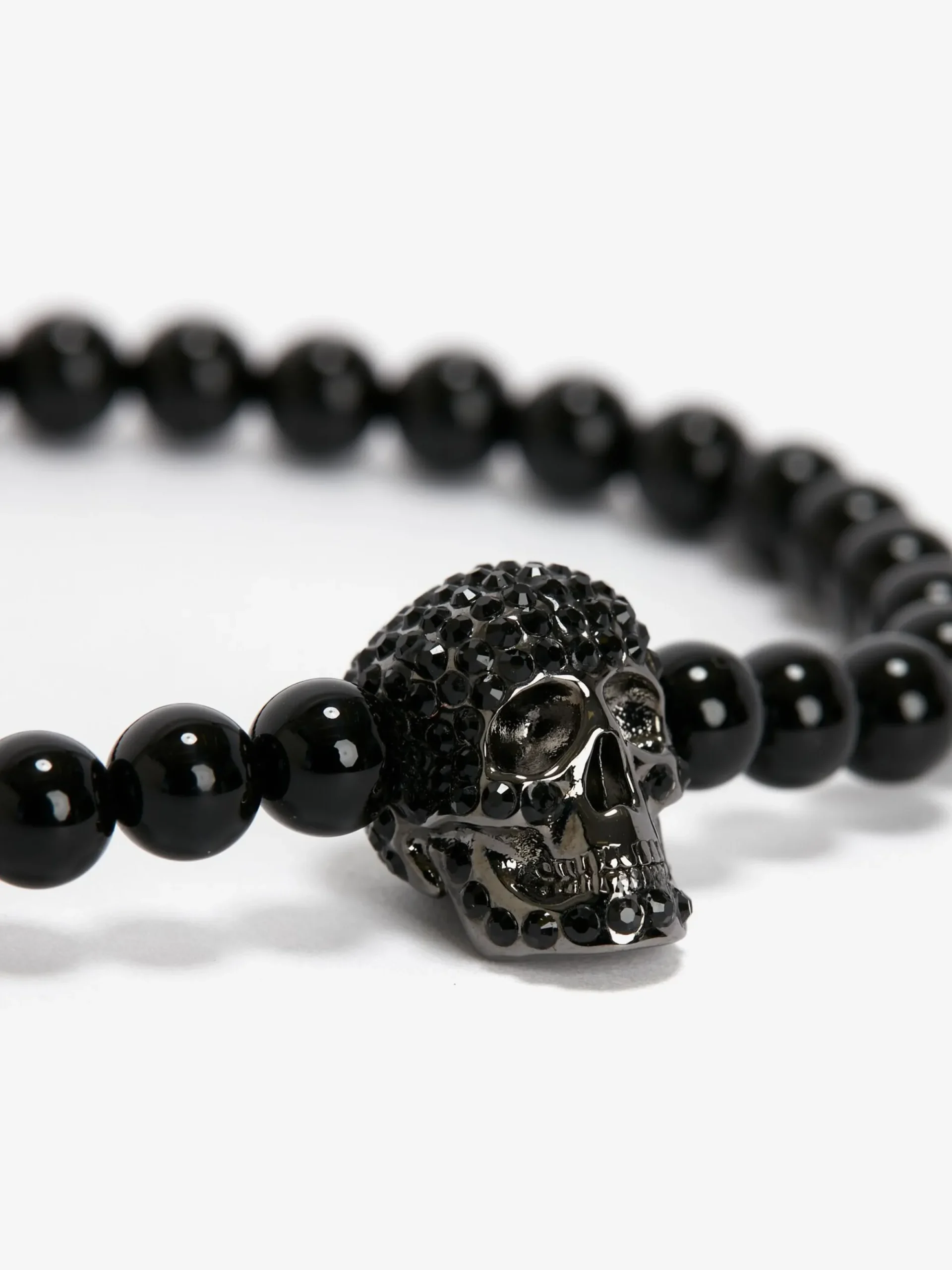 Men's Pavé Skull Beaded Bracelet in >Alexander McQueen Cheap