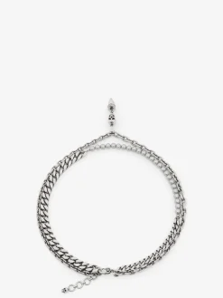 Men's Pearl And Skull Stud Necklace in ><noscript><img width=