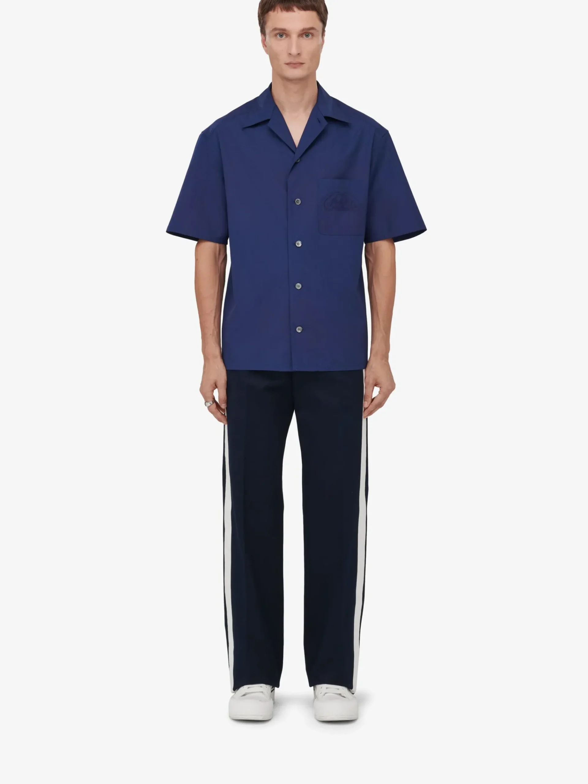 Men's Seal Logo Bowling Shirt in >Alexander McQueen Discount