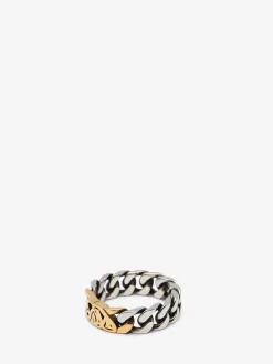 Men's Seal Logo Chain Ring in >Alexander McQueen Clearance