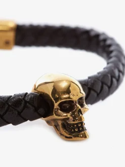 Men's Skull Leather Bracelet in ><noscript><img width=