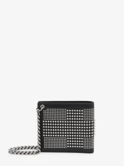 Men's Studded Billfold Wallet With Chain in ><noscript><img width=