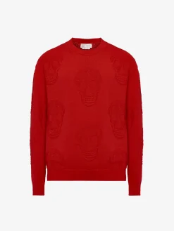 Men's Textured Skull Jumper in >Alexander McQueen Best Sale