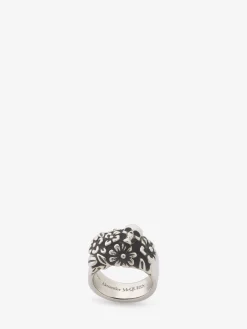 Men's The Floral Skull Ring in ><noscript><img width=