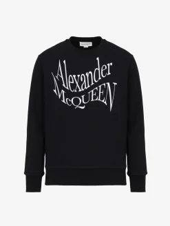 Men's Warped Logo Sweatshirt in >Alexander McQueen Cheap