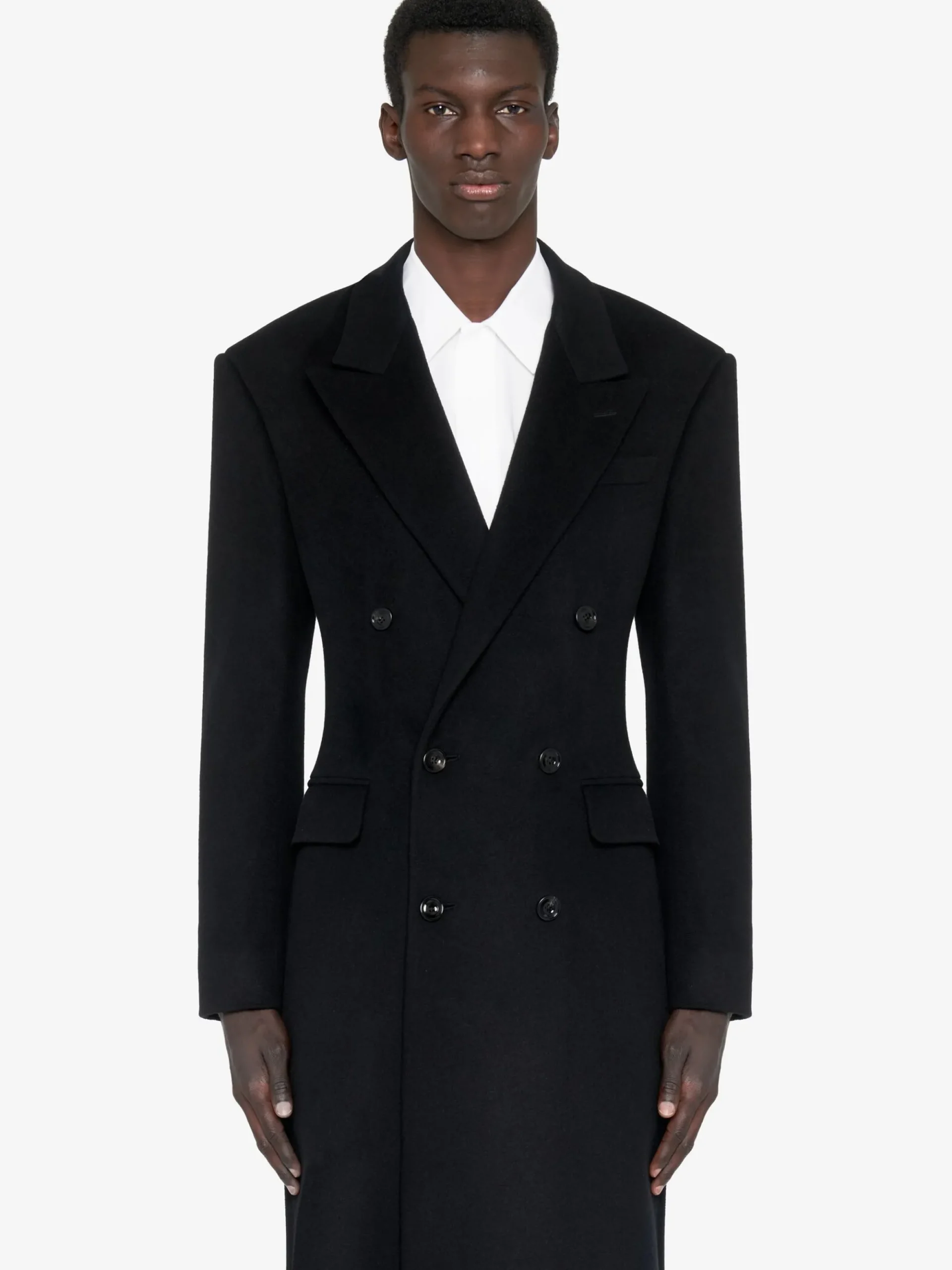 Men's Wide Shoulder Fitted Coat in >Alexander McQueen Hot