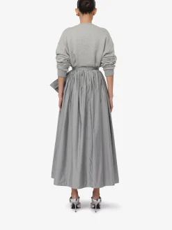 Women's Bow Detail Gathered Midi Skirt in ><noscript><img width=