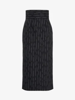 Women's Broken Pinstripe Pencil Skirt in >Alexander McQueen Fashion