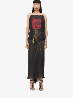 Women's Chiffon Shadow Rose Slip Dress in >Alexander McQueen Cheap