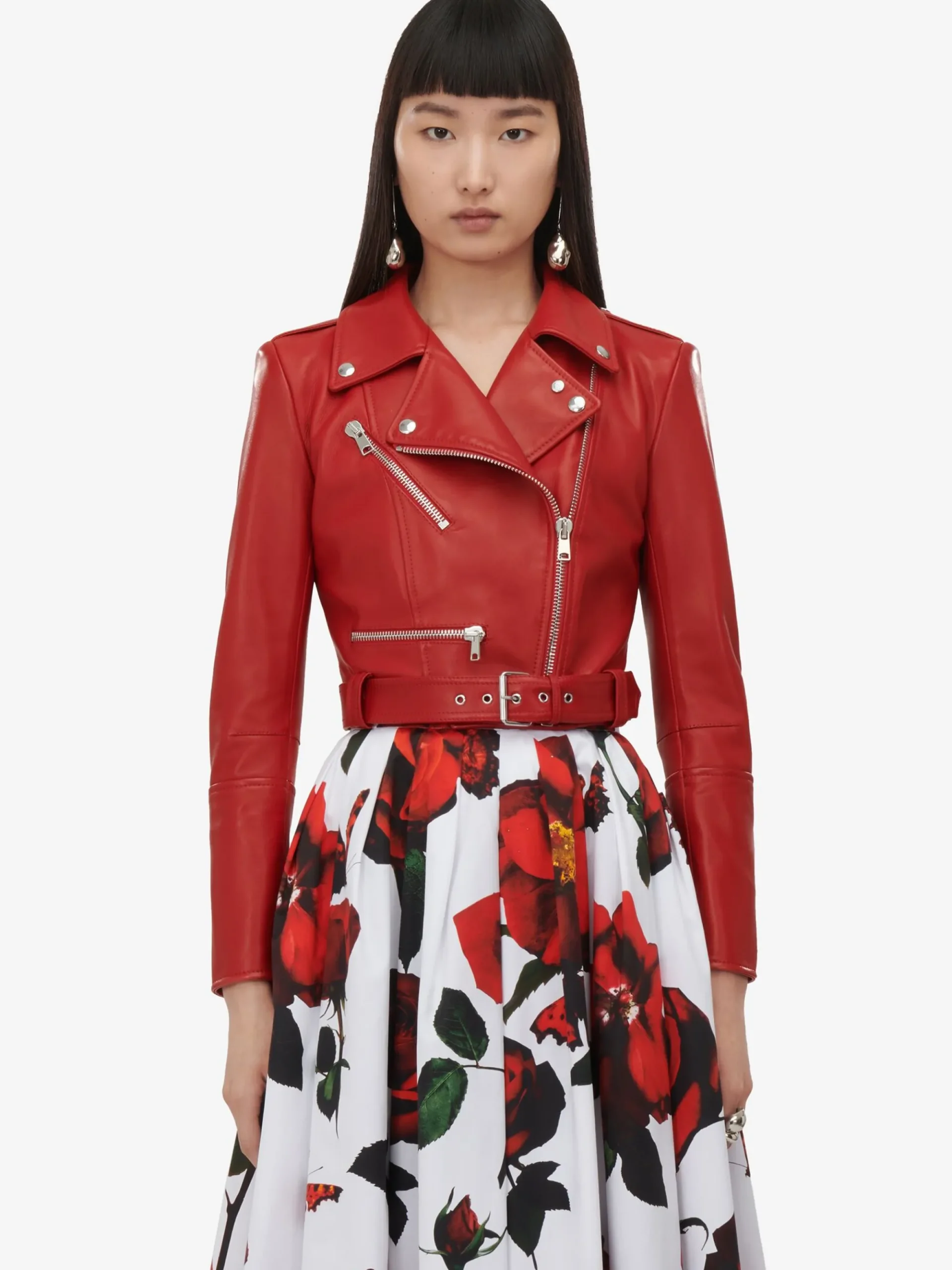 Women's Cropped Biker Jacket in >Alexander McQueen Hot