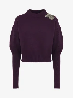 Women's Crystal Orchid Embroidery Jumper in >Alexander McQueen Store