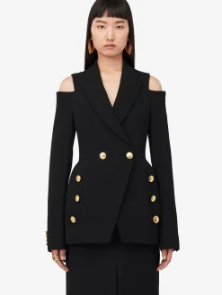 Women's Cut-out Double-breasted Military Jacket in ><noscript><img width=
