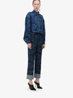 Women's Damask Boyfriend Jeans in ><noscript><img width=