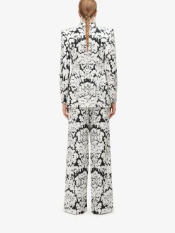 Women's Damask Double Pleat Wide Leg Trousers in ><noscript><img width=