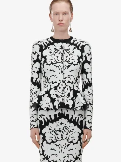 Women's Damask Jacquard Pencil Skirt in ><noscript><img width=