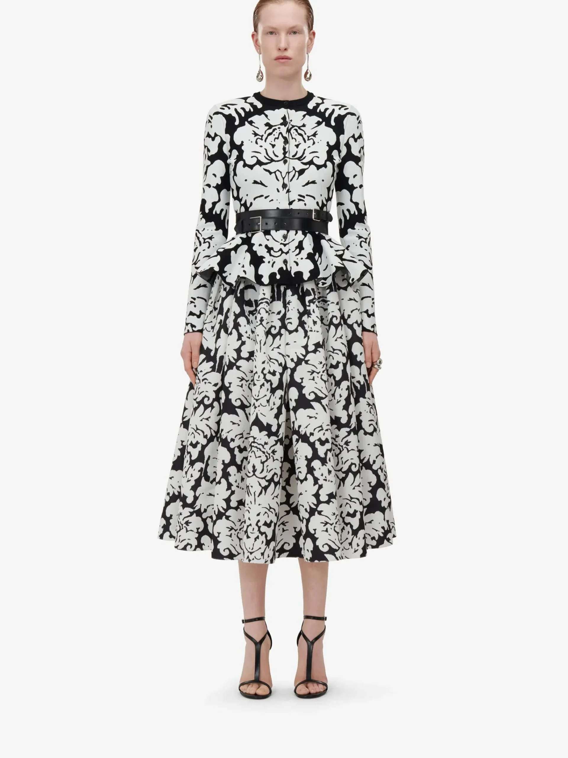 Women's Damask Jacquard Peplum Cardigan in >Alexander McQueen Cheap