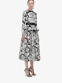 Women's Damask Jacquard Peplum Cardigan in ><noscript><img width=