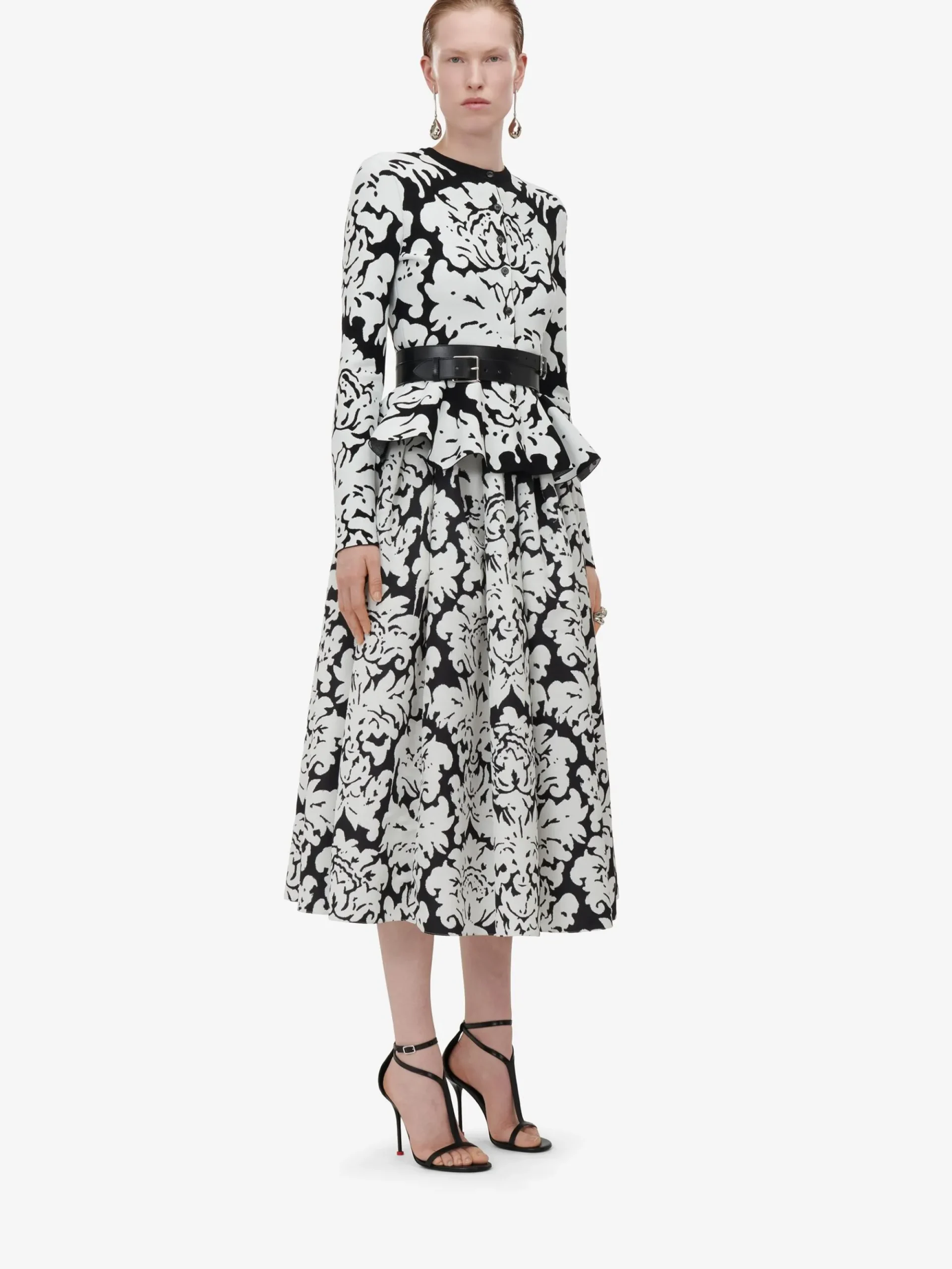 Women's Damask Jacquard Peplum Cardigan in >Alexander McQueen Cheap