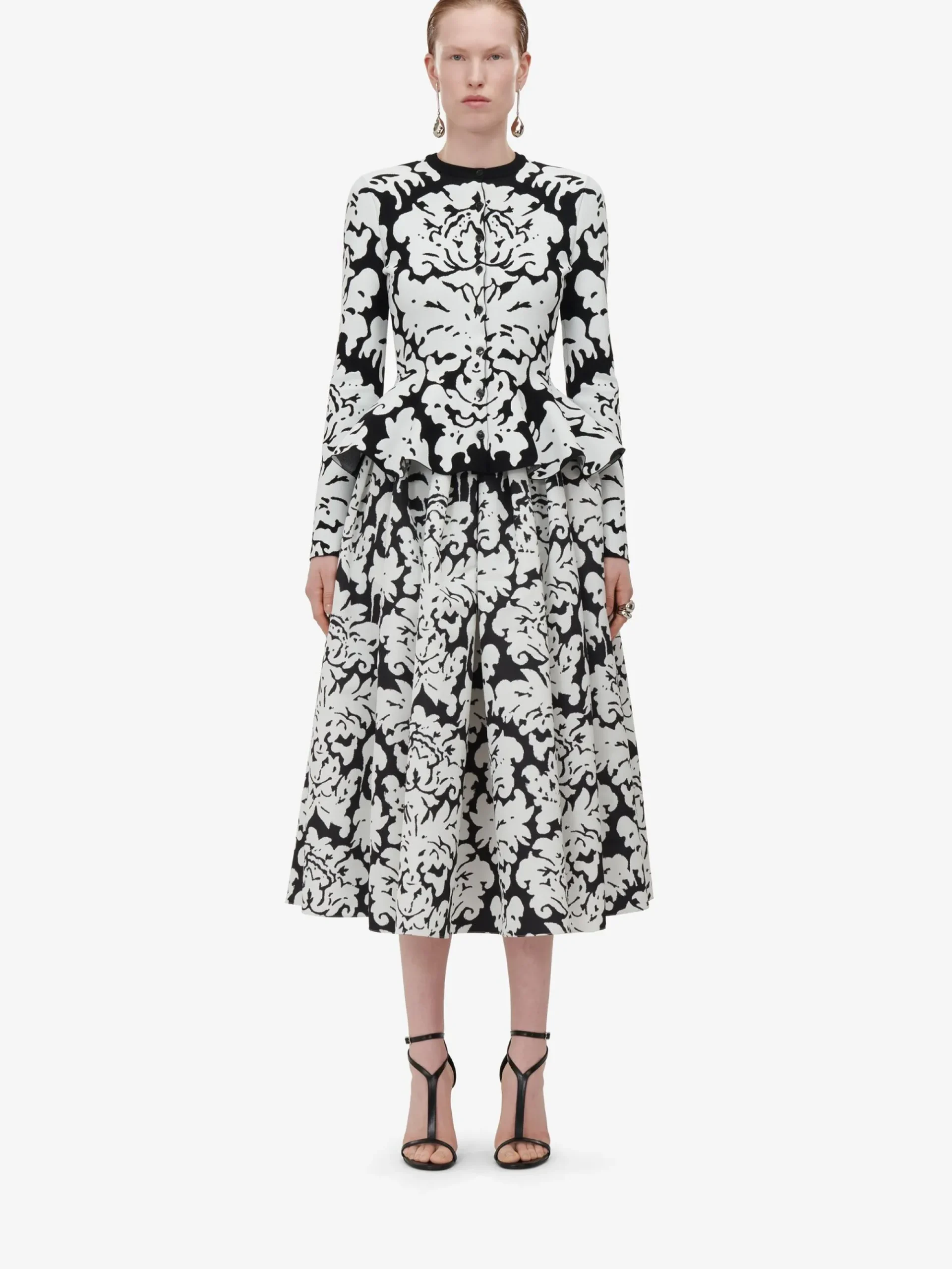 Women's Damask Jacquard Peplum Cardigan in >Alexander McQueen Cheap