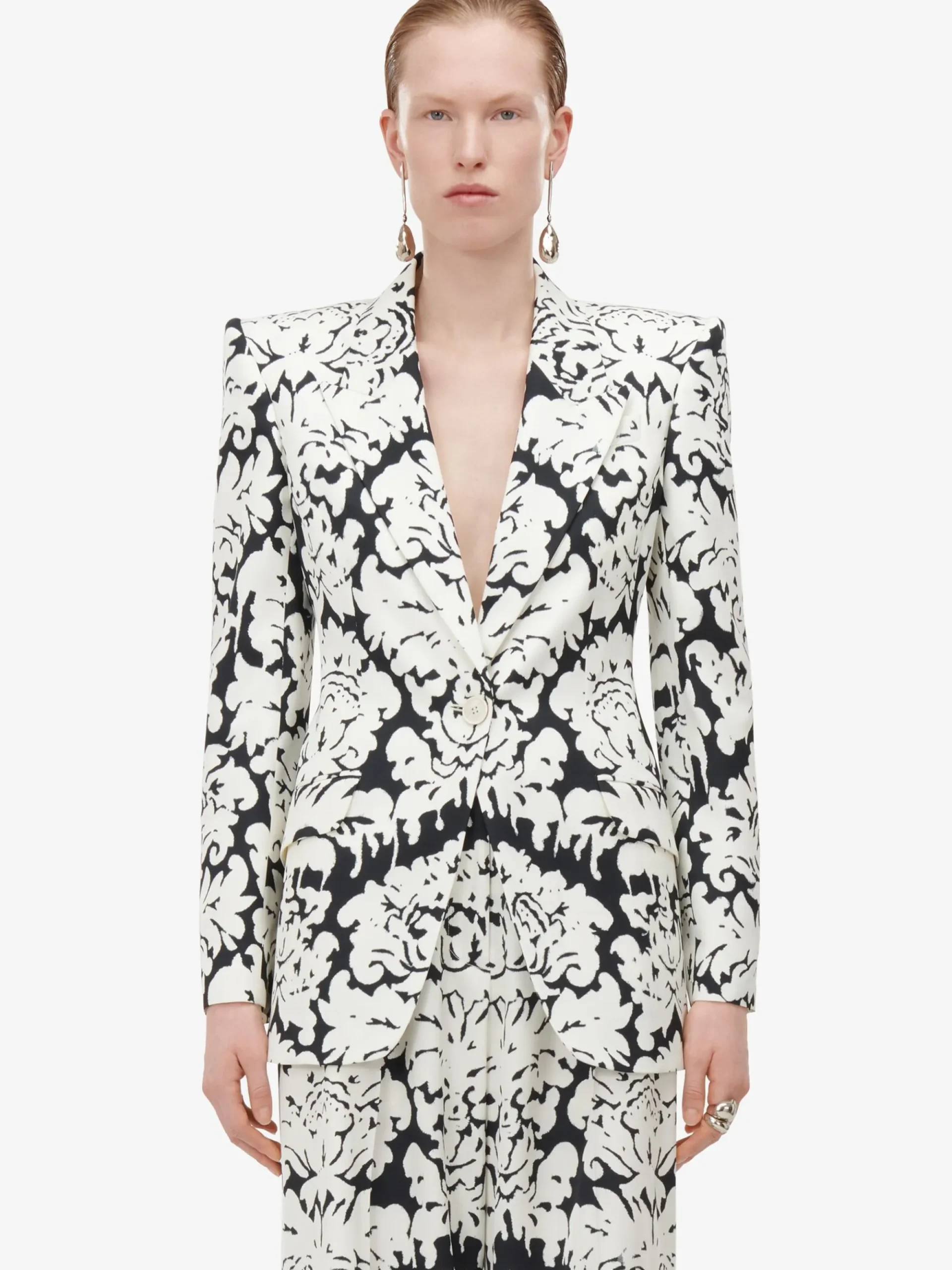Women's Damask Single-breasted Jacket in >Alexander McQueen Outlet
