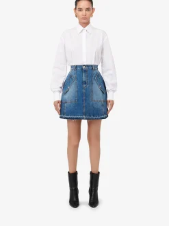 Women's Denim Mini Skirt in >Alexander McQueen Store