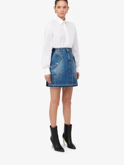 Women's Denim Mini Skirt in ><noscript><img width=