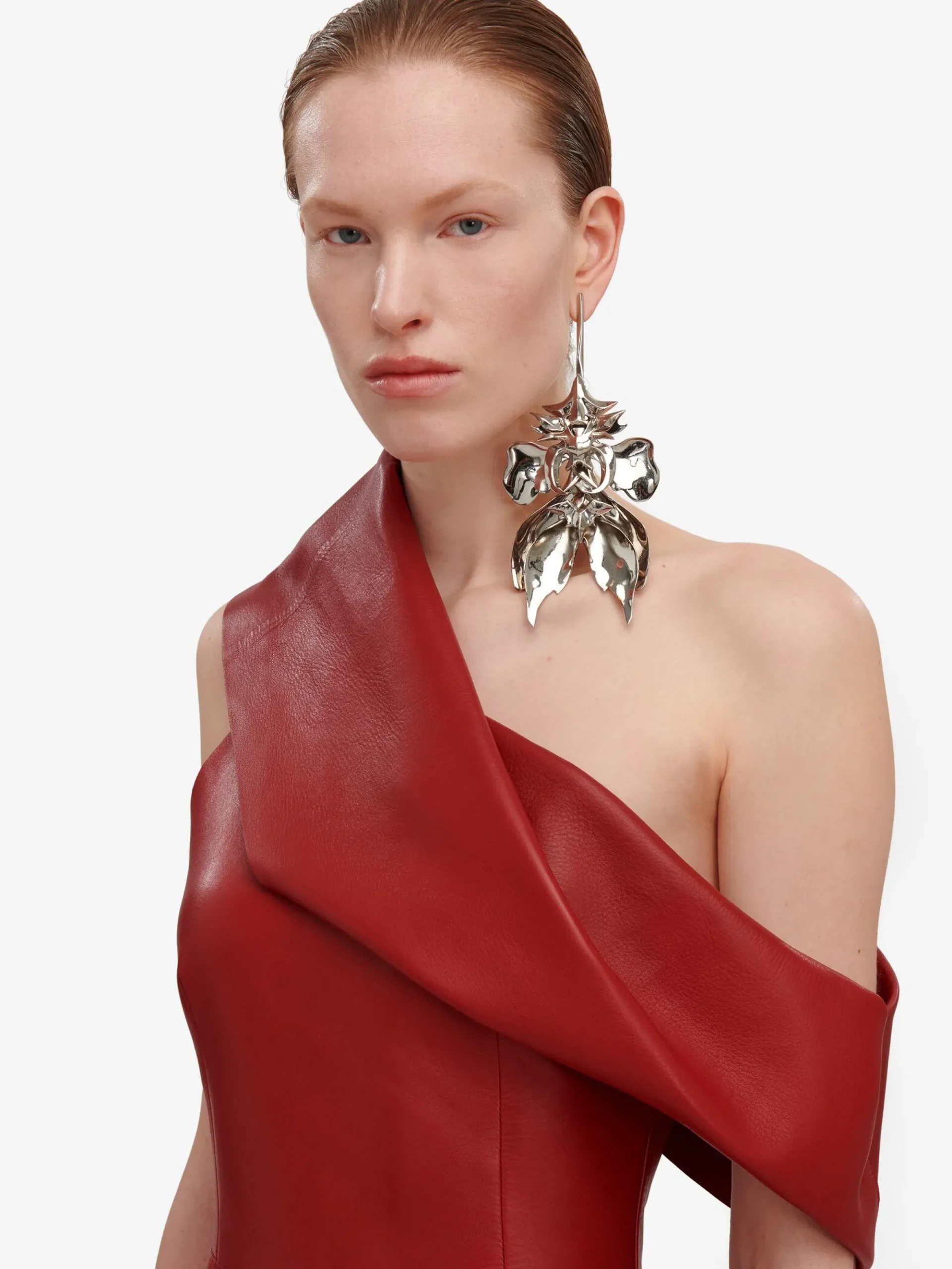 Women's Drape Leather Dress in >Alexander McQueen Fashion