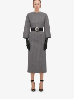 Women's Dropped Shoulder Pencil Dress in >Alexander McQueen Fashion
