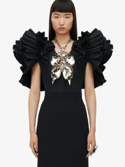 Women's Exploded Shoulder Evening Dress in ><noscript><img width=