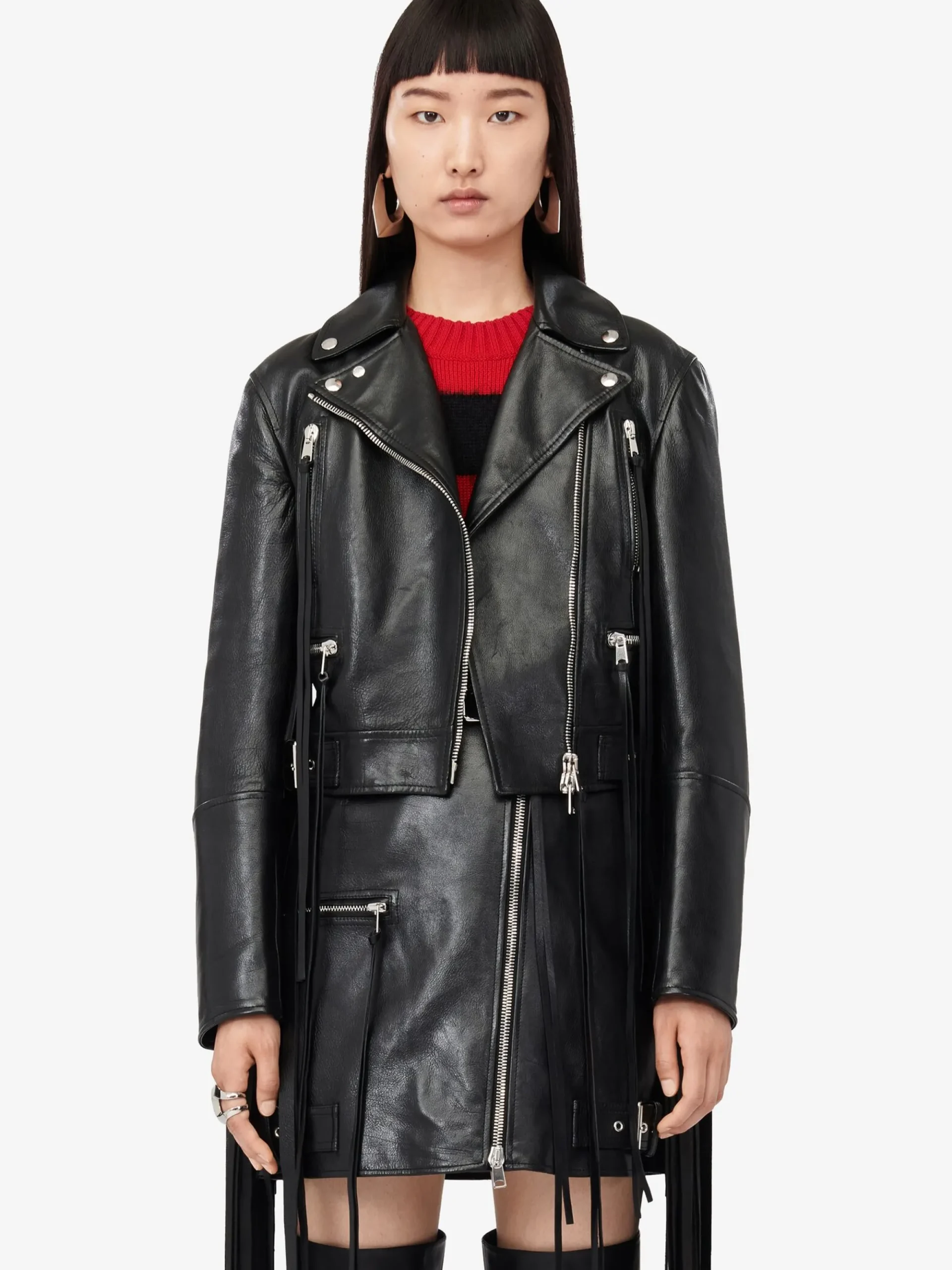 Women's Fringed Biker Jacket in >Alexander McQueen Clearance