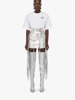 Women's Fringed Biker Mini Skirt in >Alexander McQueen Shop