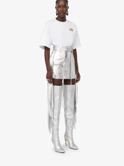 Women's Fringed Biker Mini Skirt in ><noscript><img width=