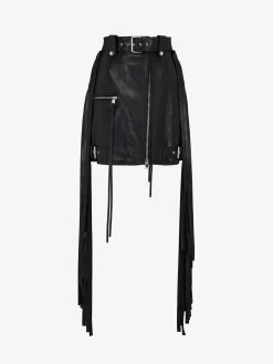 Women's Fringed Biker Mini Skirt in >Alexander McQueen Fashion