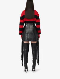 Women's Fringed Biker Mini Skirt in ><noscript><img width=
