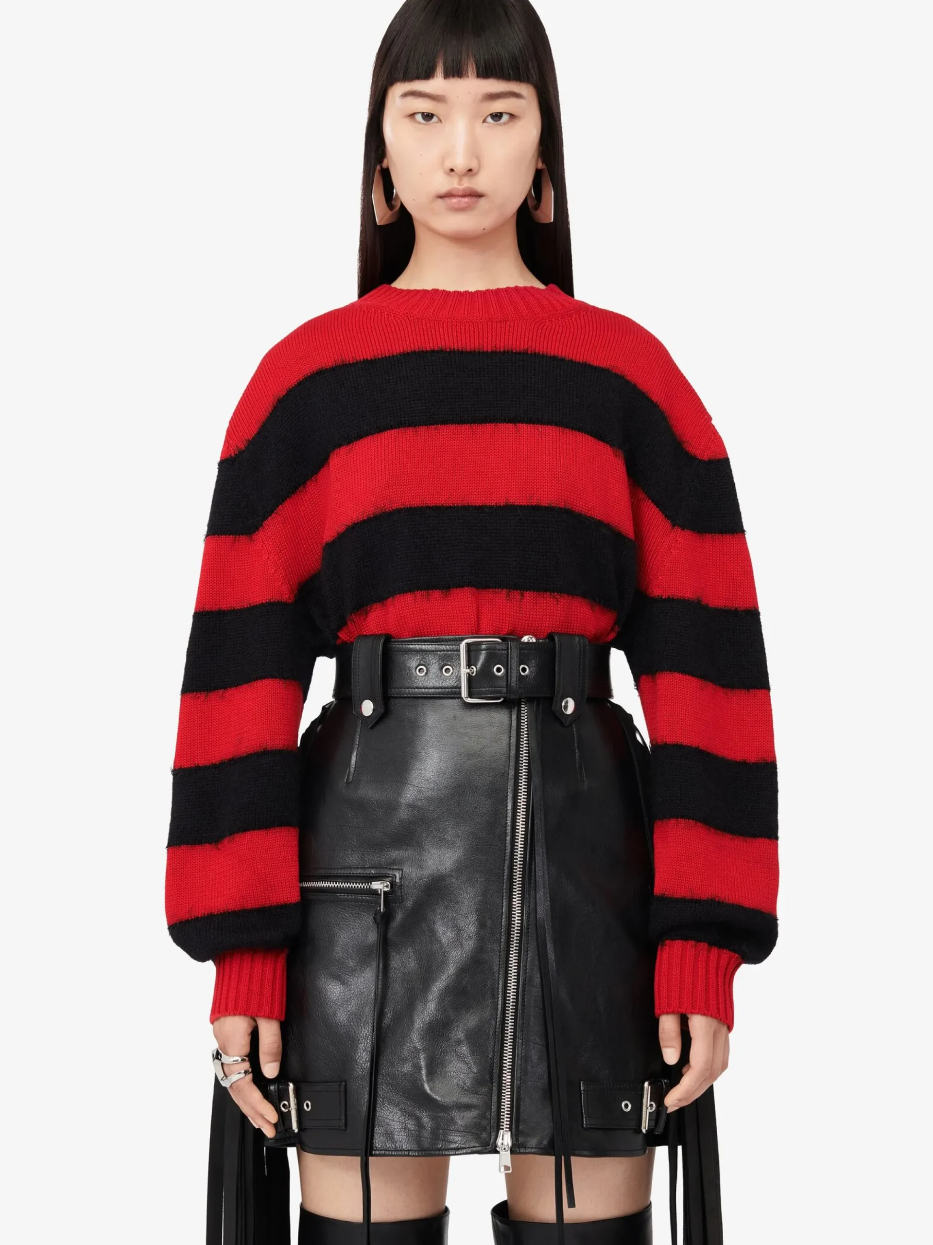 Women's Fringed Biker Mini Skirt in >Alexander McQueen Fashion