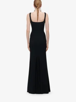 Women's Gold Rose Embroidery Evening Dress in ><noscript><img width=