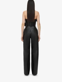 Women's High-waisted Leather Trousers in ><noscript><img width=